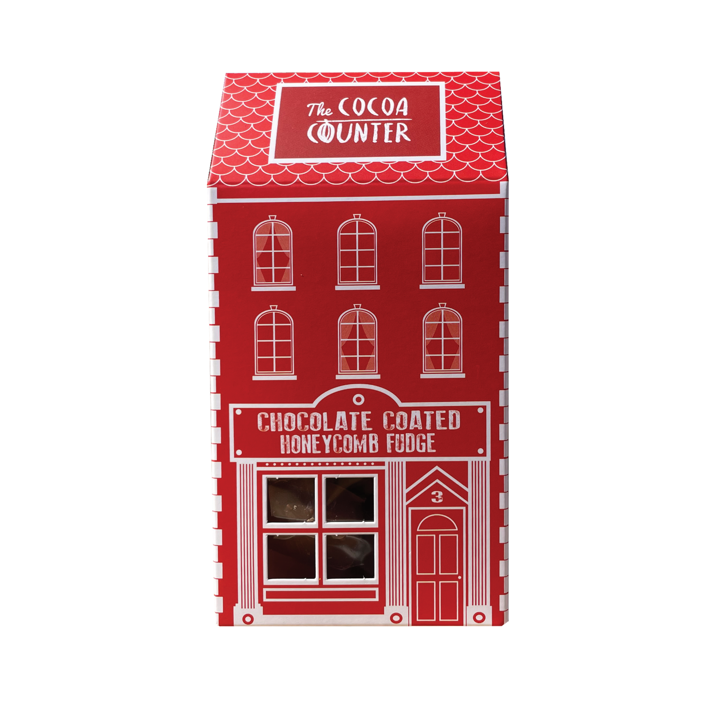 Chocolate Coated Honeycomb Fudge in a red box 