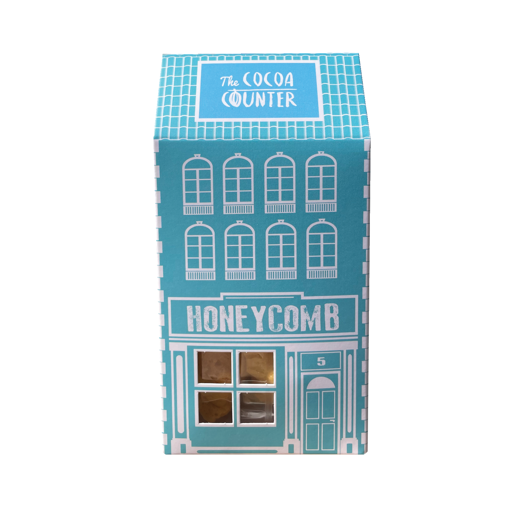 Honeycomb in a light blue box