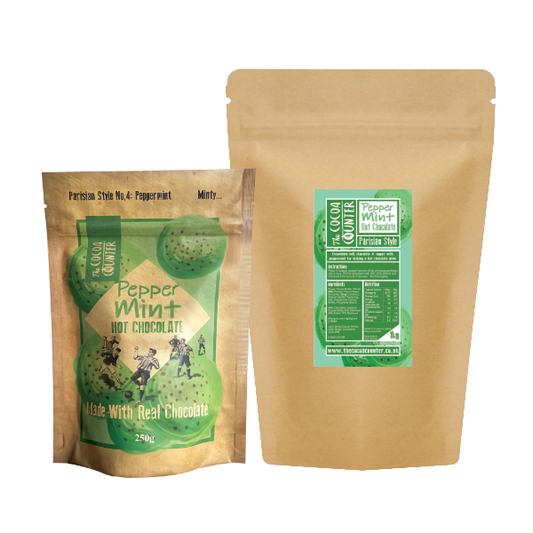 Luxury peppermint hot chocolate in 250g and 1kg bags